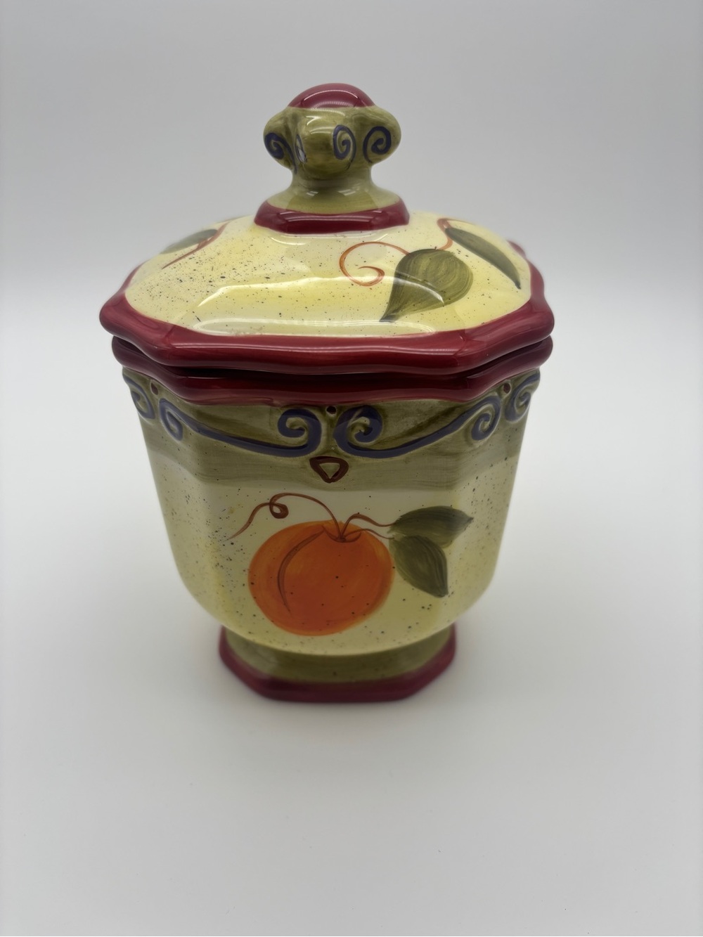 Tabletops Medici Hand-Painted And Hand Crafted Ceramic Canister